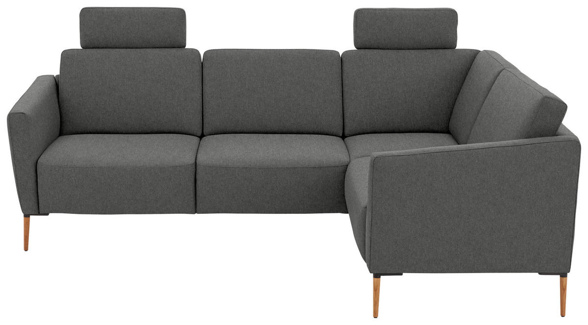 ECKSOFA  in Flachgewebe Dunkelgrau Rücken echt  238/186 cm  - Eichefarben/Dunkelgrau, Design, Holz/Textil (238/186cm) - Valnatura