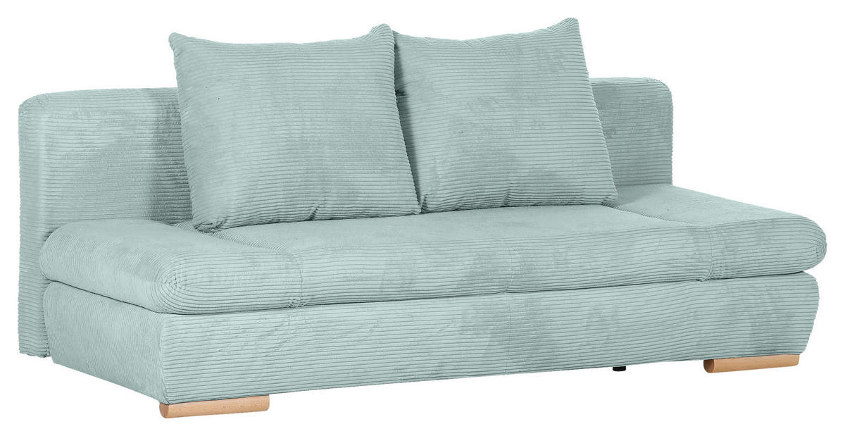 SCHLAFSOFA  mit Rücken echt, Liegefunktion Cord Mintgrün  - Naturfarben/Mintgrün, KONVENTIONELL, Holz/Textil (200/75/92cm) - home24