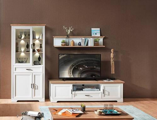 TV-ELEMENT - Eichefarben/Weiß, ROMANTIK / LANDHAUS, Holzwerkstoff/Metall (193/54/51cm) - Livetastic
