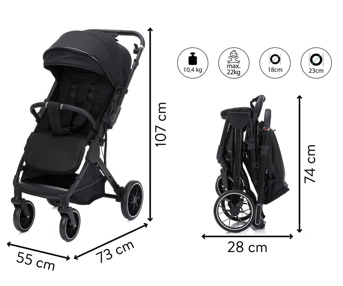 KIŠOBRAN KOLICA   - crna, Basics, tekstil/metal (73/55/107cm) - Fillikid