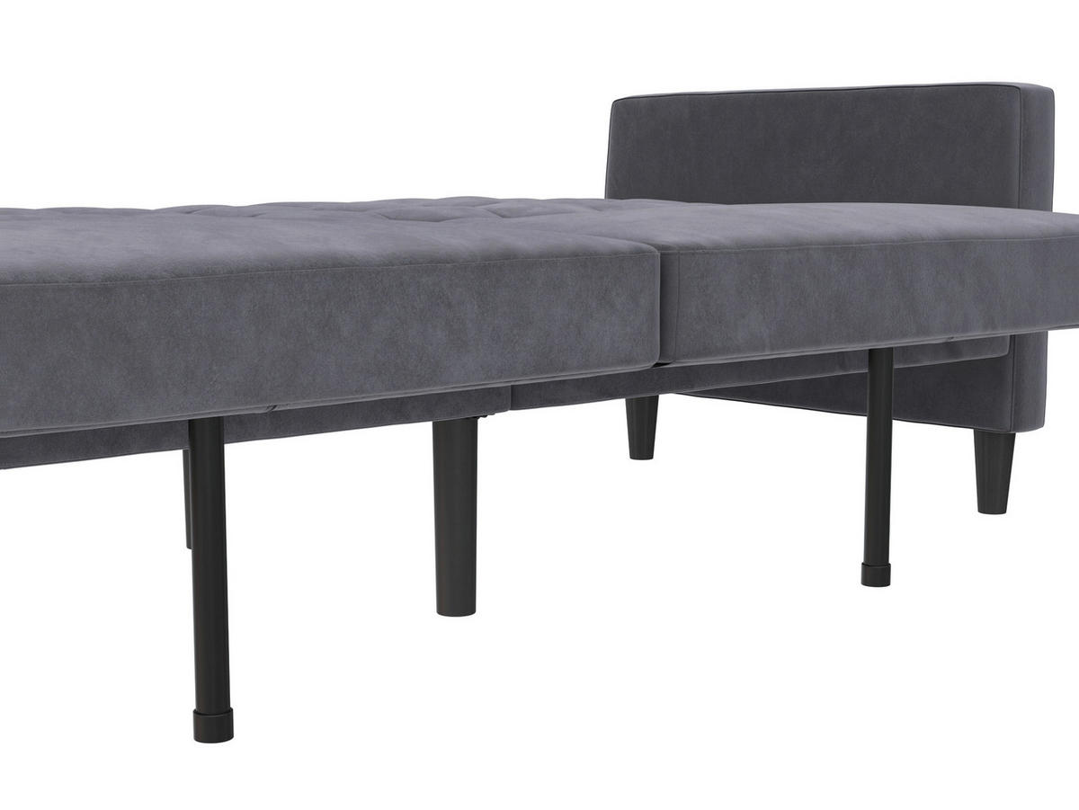 SCHLAFSOFA PALERMO in Velours Dunkelgrau Vintage, Skandinavisch, Modern, Landhaus  - Dunkelgrau/Schwarz, Basics, Kunststoff/Textil (207/86/86cm) - Livetastic