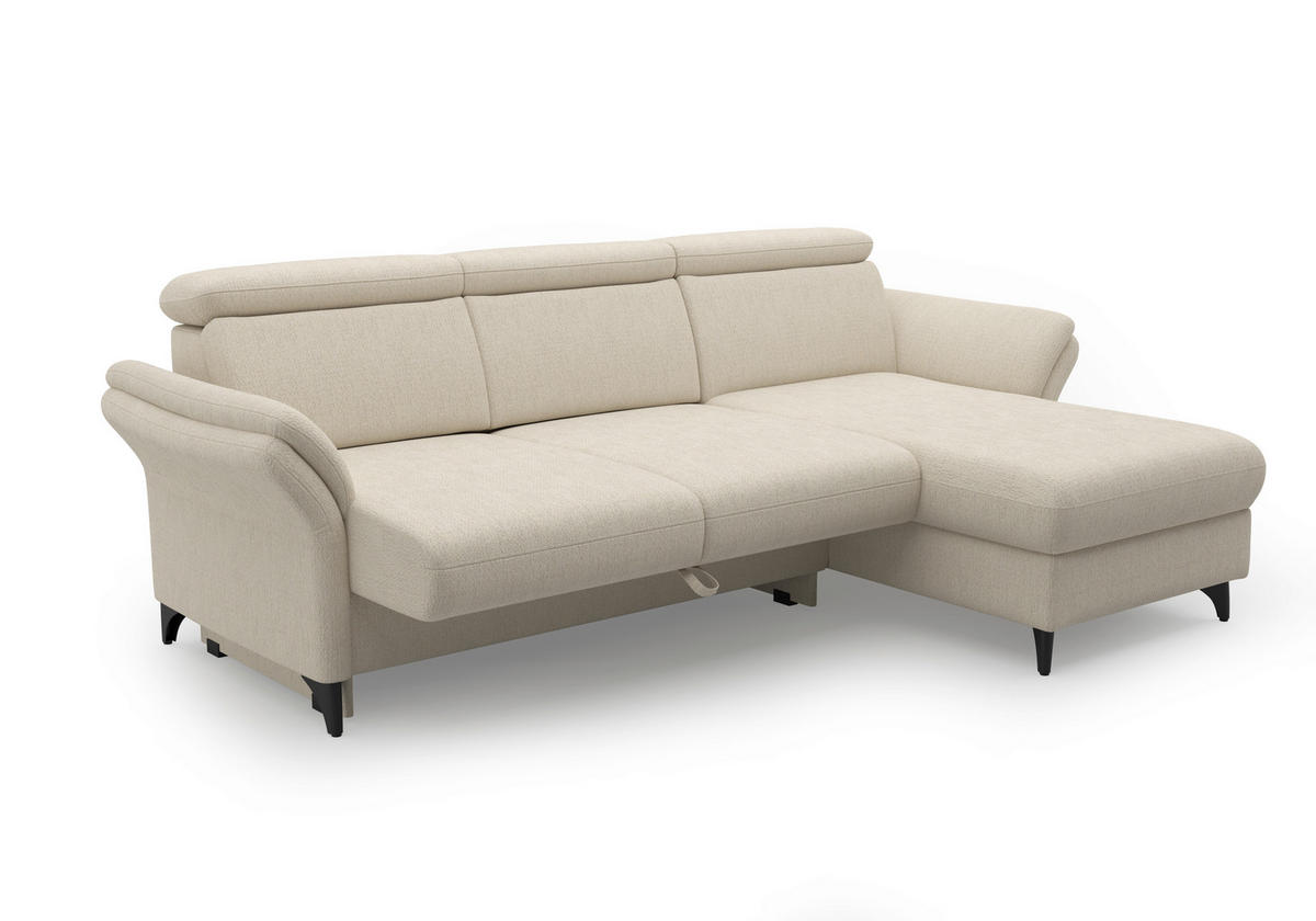ECKSOFA GLENDALE E Sandfarben Chenille  - Sandfarben/Schwarz, KONVENTIONELL, Textil/Metall (253/166cm) - Sit & More