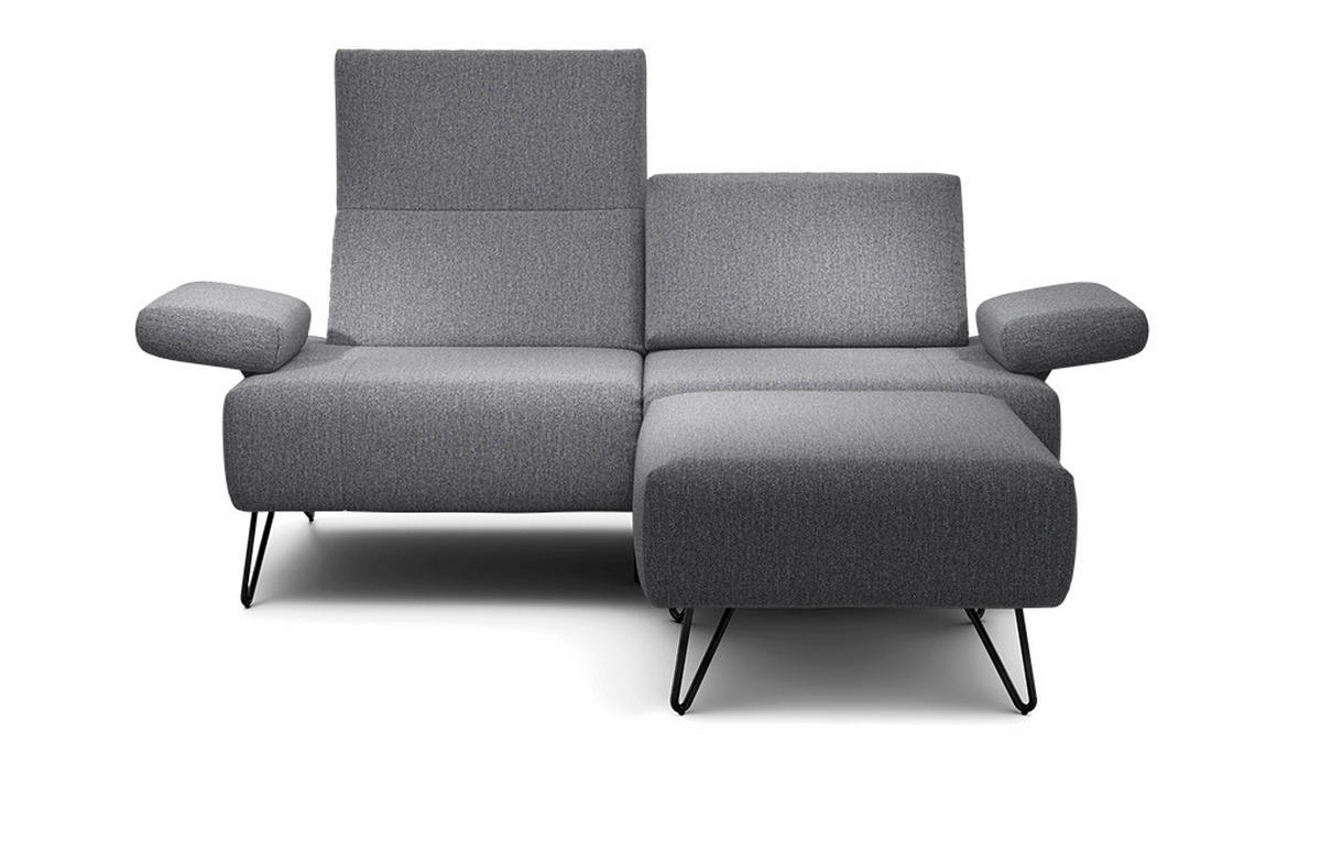 2-SITZER-SOFA in Chenille Anthrazit  - Anthrazit/Schwarz, Design, Textil/Metall (164-194/85/86-94cm) - SENSOO