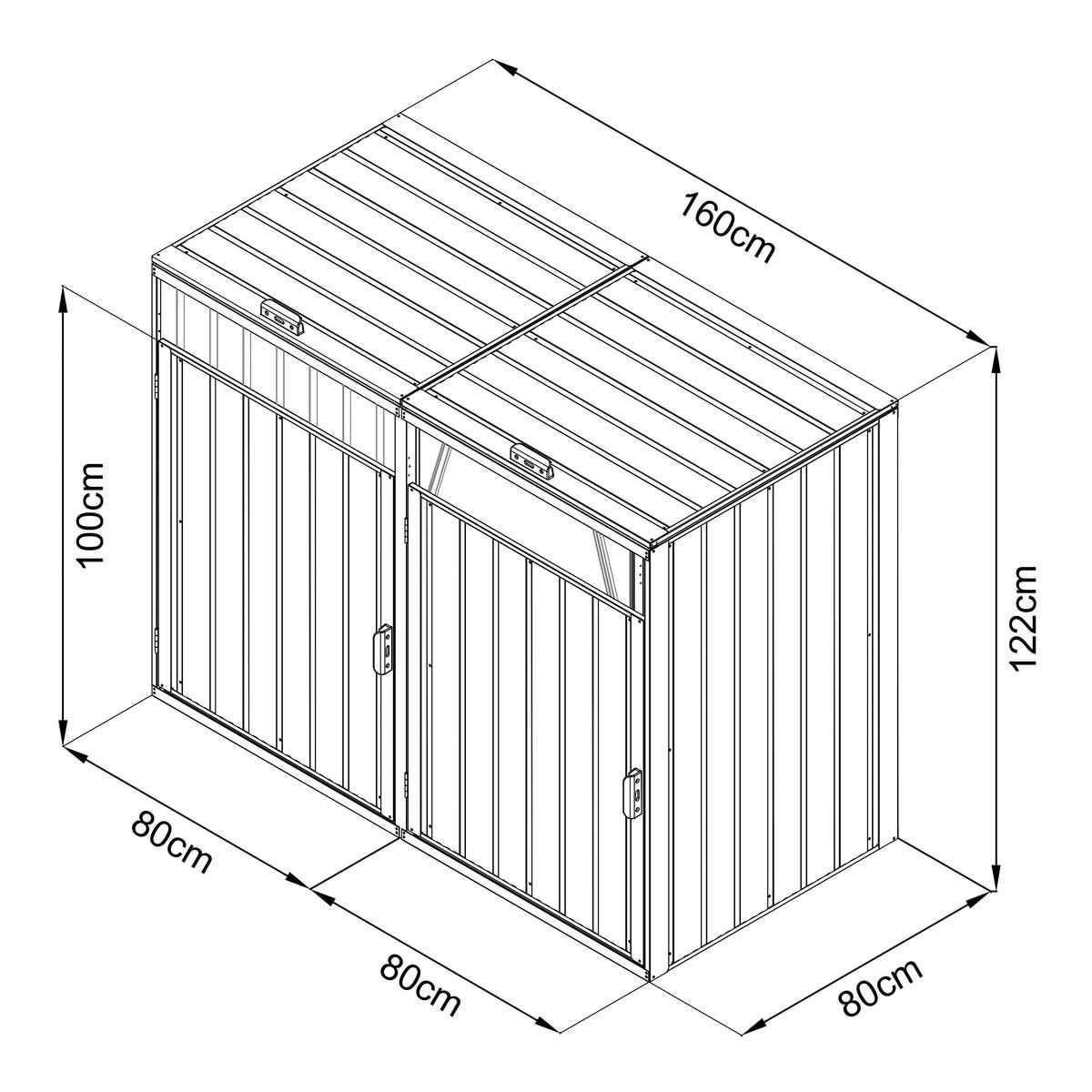 MÜLLTONNENBOX - Anthrazit, KONVENTIONELL, Metall (160/80/122cm) - Ambia Garden