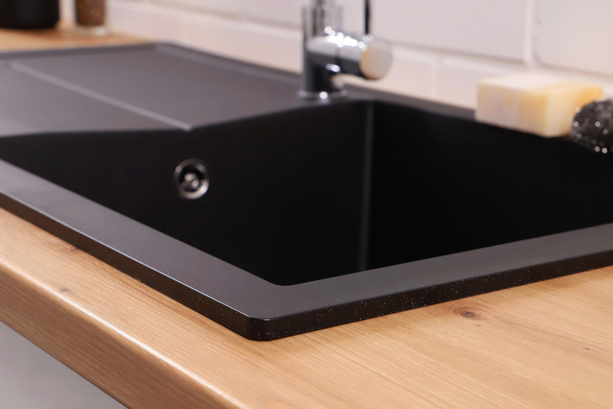 SPÜLE 17501001000500700-83  - Schwarz, Basics, Glas/Kunststoff (100/21,4/50cm) - Respekta