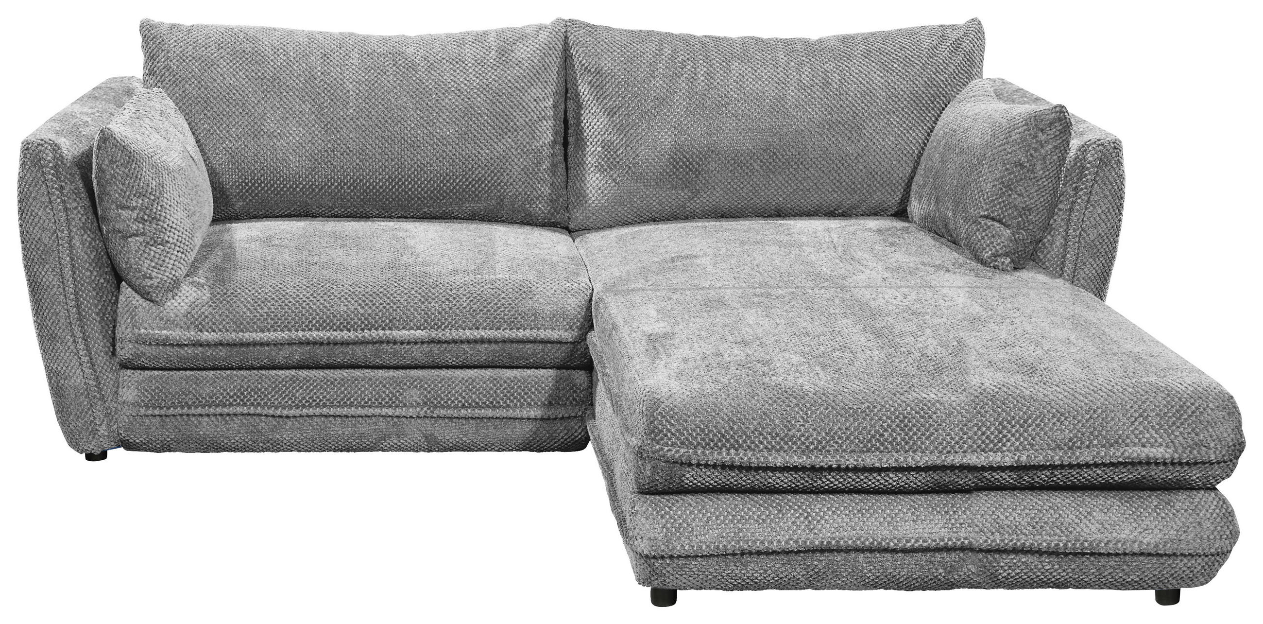 ECKSOFA Grau Mikrovelours  - Schwarz/Grau, KONVENTIONELL, Kunststoff/Textil (240/192cm) - MID.YOU