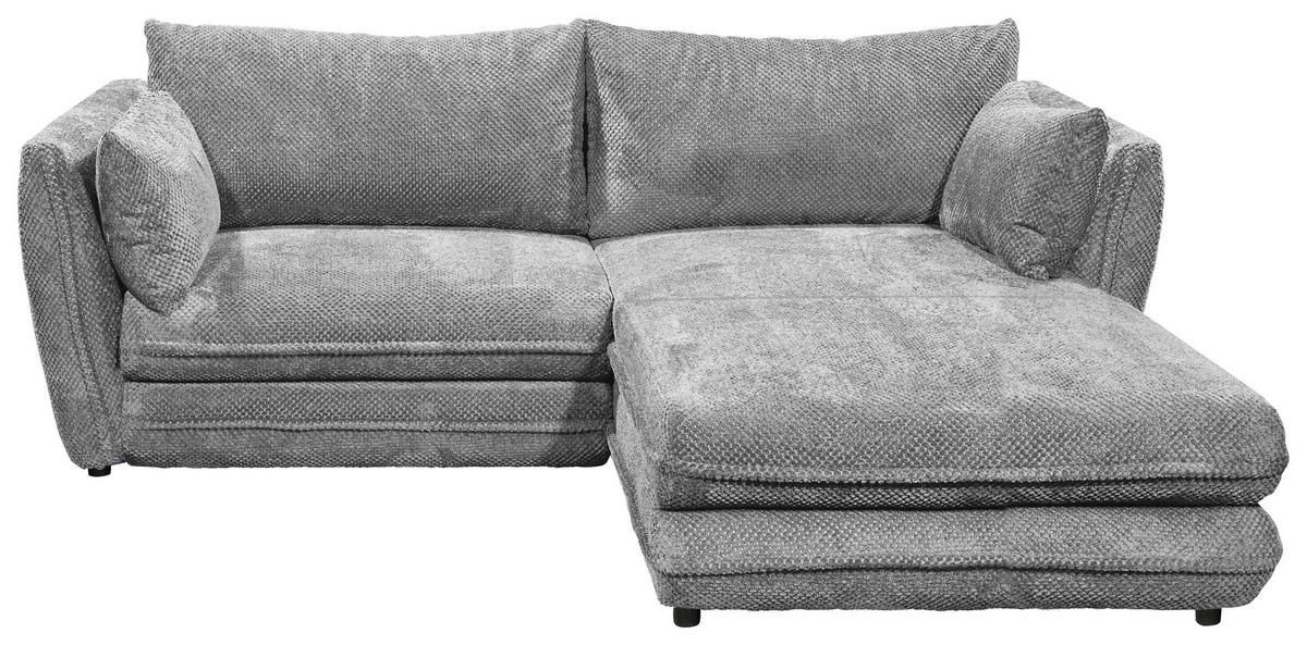 ECKSOFA in Mikrovelours Grau  - Schwarz/Grau, Konventionell, Kunststoff/Textil (240/192cm) - MID.YOU