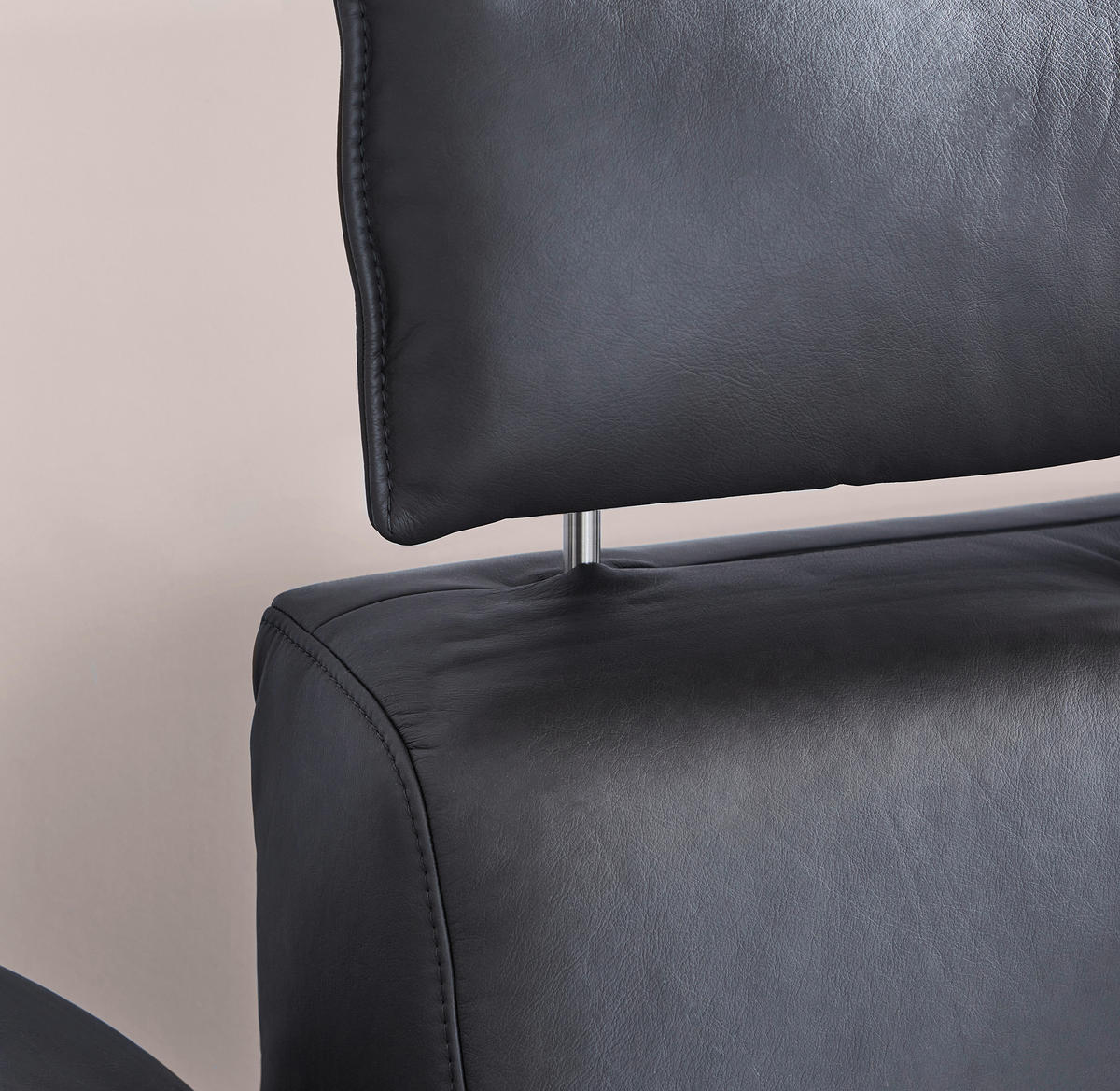 3-SITZER-SOFA Echtleder Dunkelgrau  - Dunkelgrau/Anthrazit, Design, Leder/Metall (224/92/95cm) - Himolla
