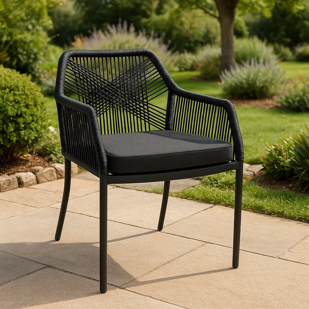 STAPELSTUHL Aluminium Anthrazit  - Anthrazit/Schwarz, MODERN, Kunststoff/Textil (56/81/61cm) - Ambia Garden