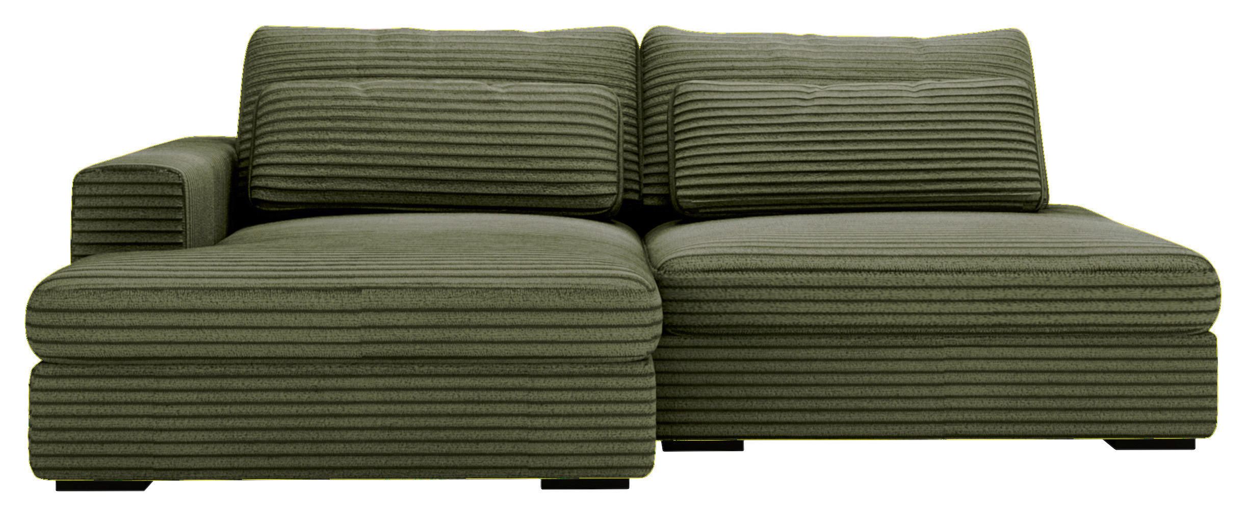 ECKSOFA Grün Cord  - Schwarz/Grün, Design, Kunststoff/Textil (158/223cm) - home24