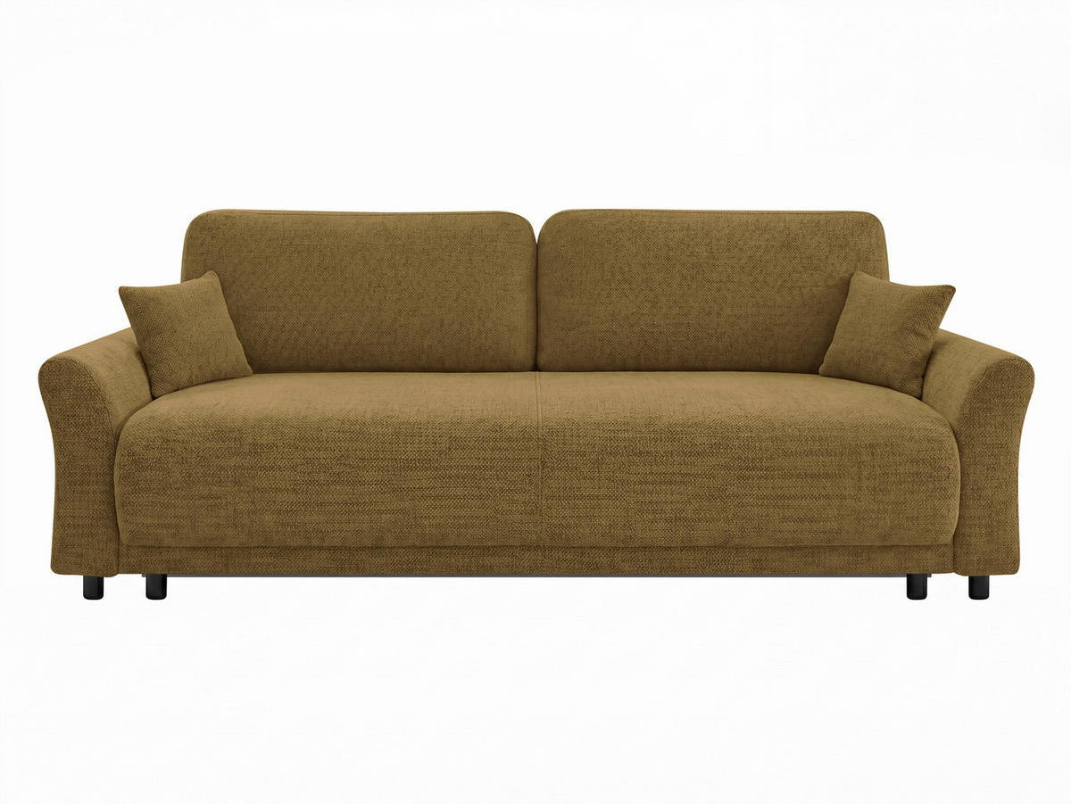 SCHLAFSOFA Flachgewebe, Struktur Braun  inkl. Zierkissen, Rückenkissen, Bettkasten, Schlaffunktion, Rücken echt  - Schwarz/Braun, Design, Textil (244/88/100cm) - P & B