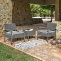 BALKONSET  - Dunkelgrau/Grau, MODERN, Kunststoff/Textil - Ambia Garden