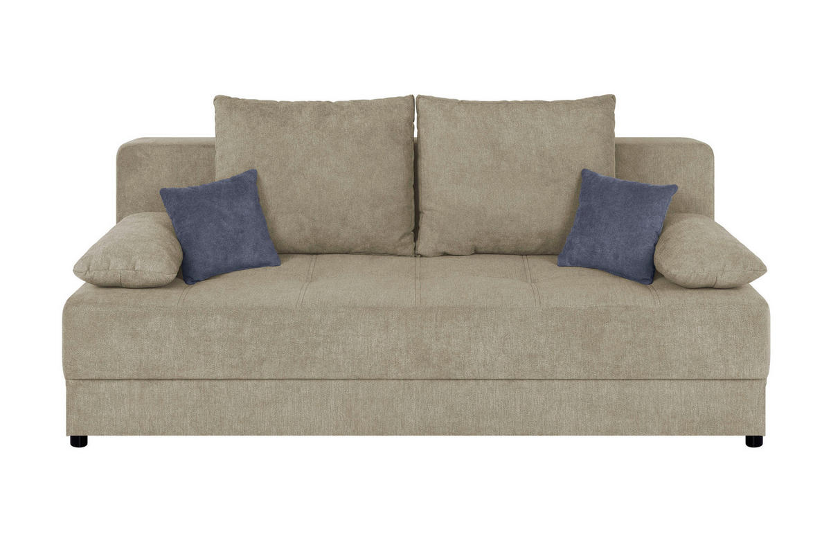 SCHLAFSOFA  mit Liegefunktion, Rücken echt Beige  - Beige/Schwarz, Design, Kunststoff/Textil (200/90/103cm) - P & B