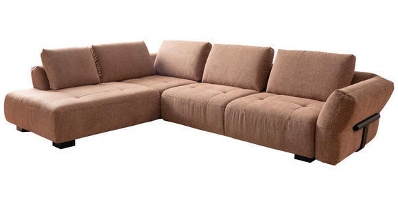 ECKSOFA Kupferfarben Chenille  - Schwarz/Kupferfarben, KONVENTIONELL, Holz/Textil (234/324cm) - Belluti