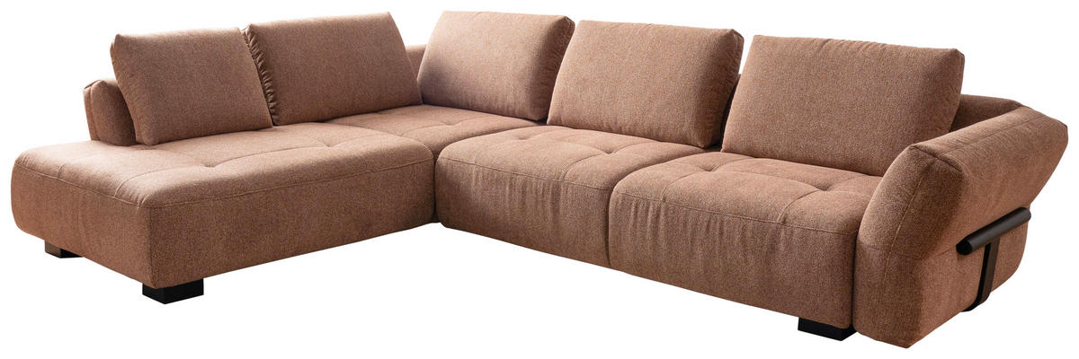 ECKSOFA Kupferfarben Chenille  - Schwarz/Kupferfarben, KONVENTIONELL, Holz/Textil (234/324cm) - Belluti