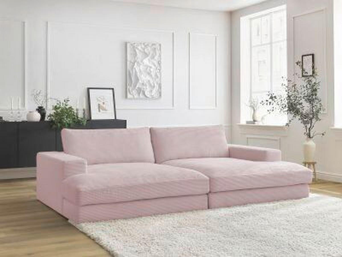 BIGSOFA LEONARD Cord Lila  - Lila/Schwarz, MODERN, Kunststoff/Textil (234/77/159cm)
