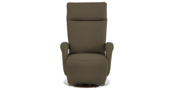 RELAXSESSEL in Leder Olivgrün  - Edelstahlfarben/Olivgrün, Design, Leder/Metall (70/108/80cm) - Cantus