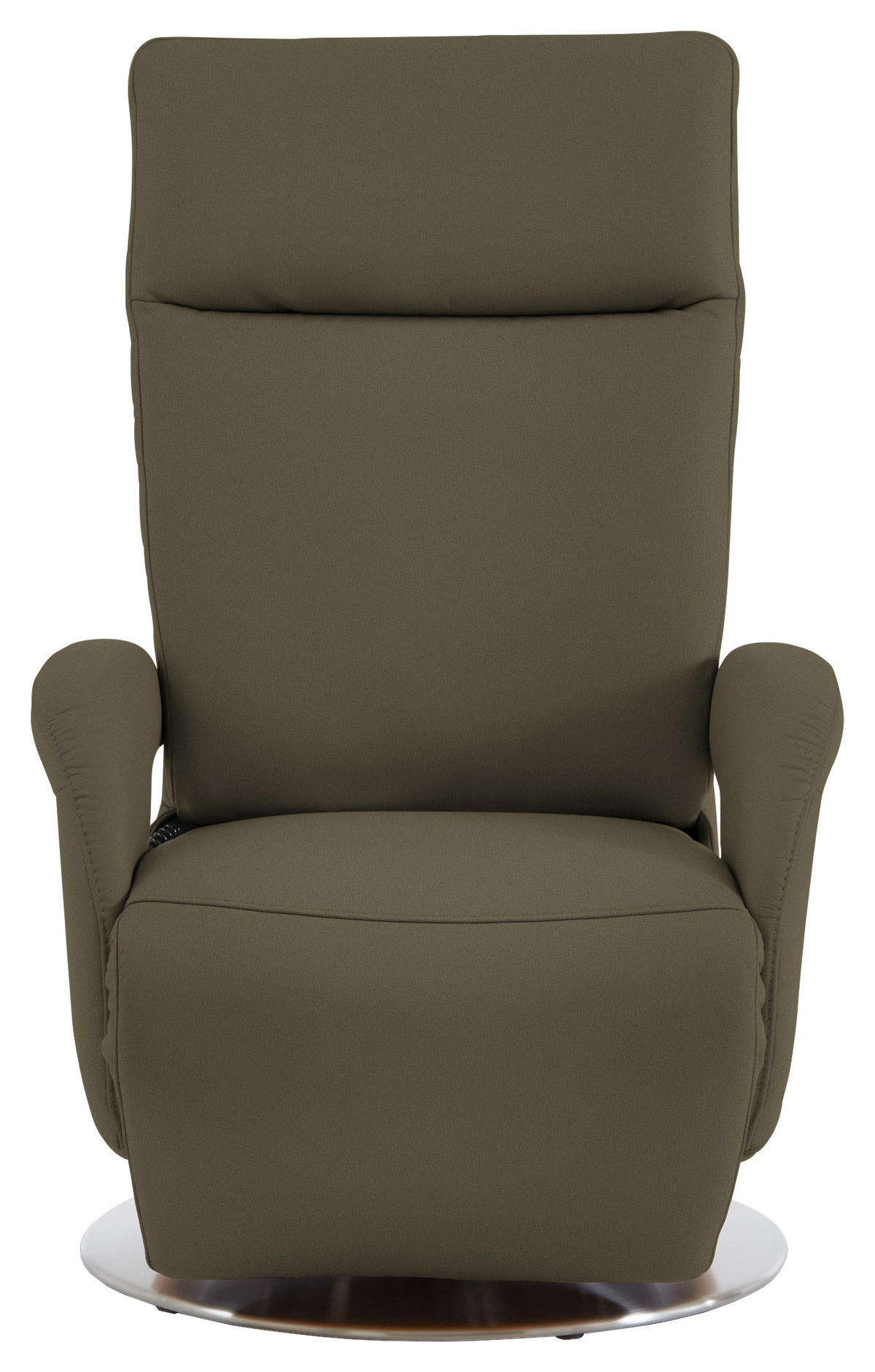 RELAXSESSEL in Leder Olivgrün  - Edelstahlfarben/Olivgrün, Design, Leder/Metall (70/108/80cm) - Cantus