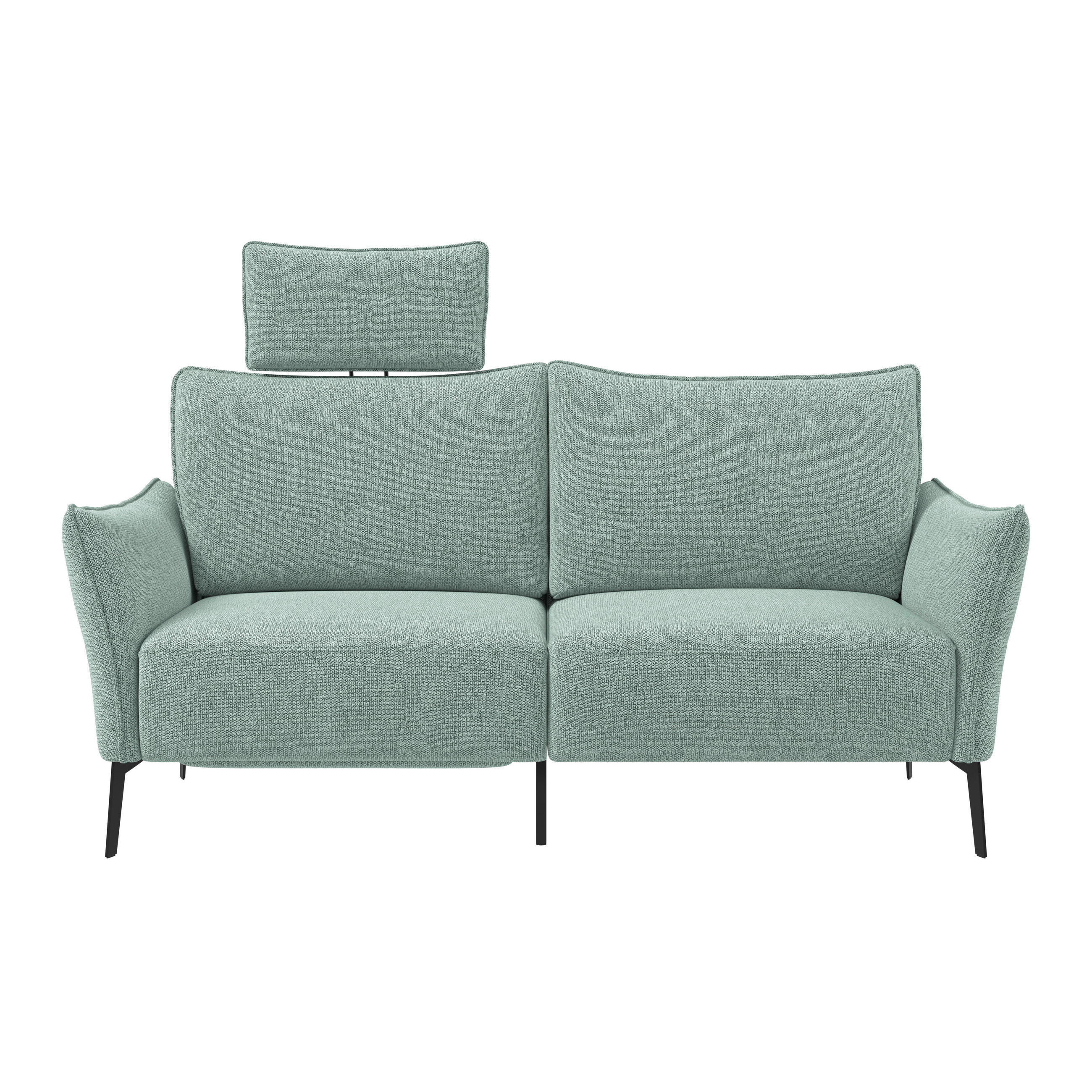 3-SITZER-SOFA Chenille Hellblau  - Schwarz/Hellblau, Konventionell, Textil/Metall (184/90/92cm) - Elegando