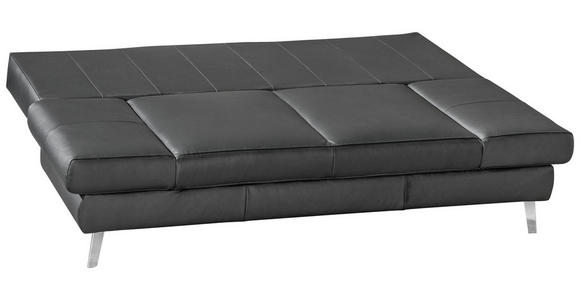 SCHLAFSOFA  in Echtleder Schwarz  - Chromfarben/Schwarz, KONVENTIONELL, Leder/Metall (200/85/90cm) - Novel