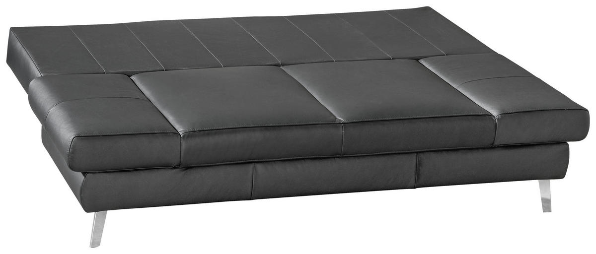 SCHLAFSOFA in Echtleder Schwarz  - Chromfarben/Schwarz, Konventionell, Leder/Metall (200/85/90cm) - Novel