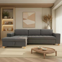 ECKSCHLAFSOFA  SUGAR Schwarz Webstoff  - Chromfarben/Schwarz, Basics, Textil/Metall (266/162cm) - MID.YOU