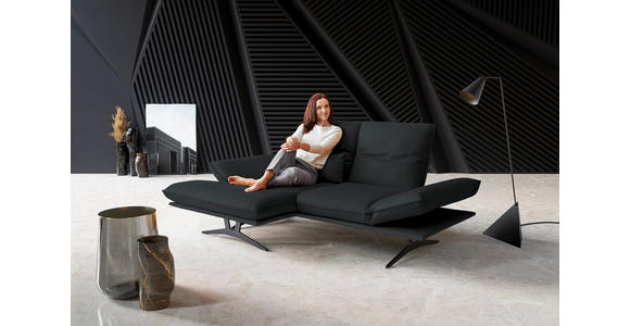 ECKSOFA in Echtleder Grau 130/210 cm - Gelb/Schwarz, Design, Leder/Metall (130/210cm) - Dieter Knoll