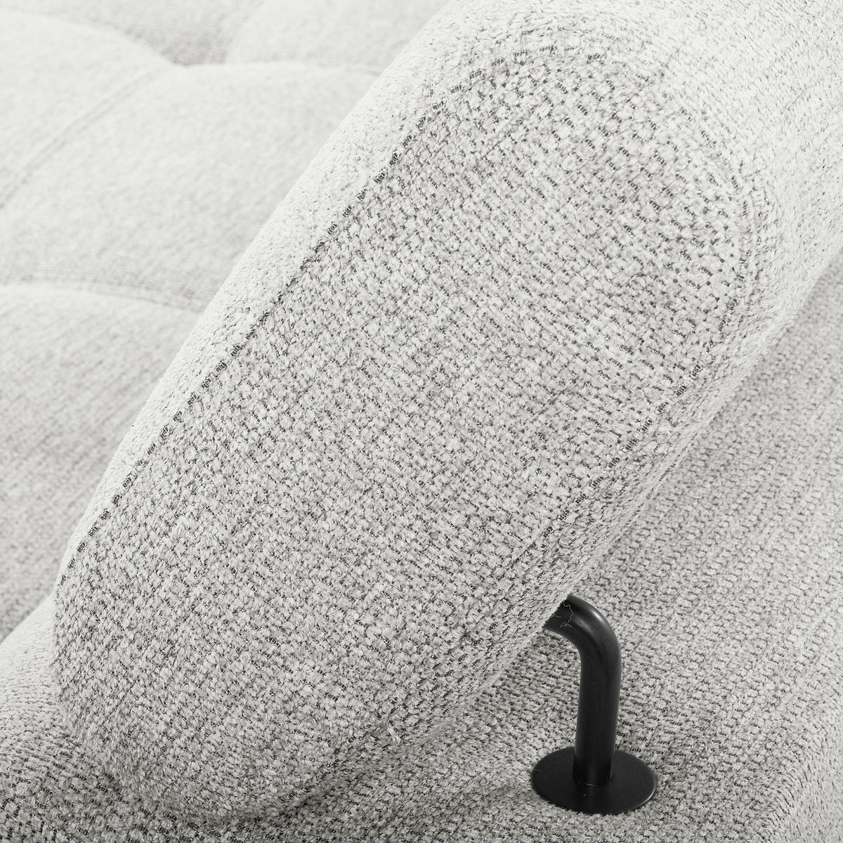 ECKSOFA TORINO Hellgrau Chenille Bettkasten, Kopfteilverstellung  - Schwarzchrom/Hellgrau, Design, Textil/Metall (173/247cm) - Livetastic