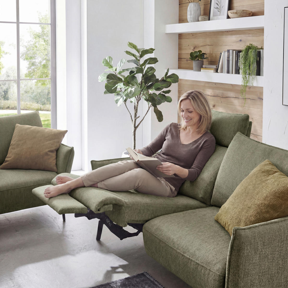 3-SITZER-SOFA Chenille Grün  - Schwarz/Grün, Konventionell, Textil/Metall (184/90/92cm) - Elegando