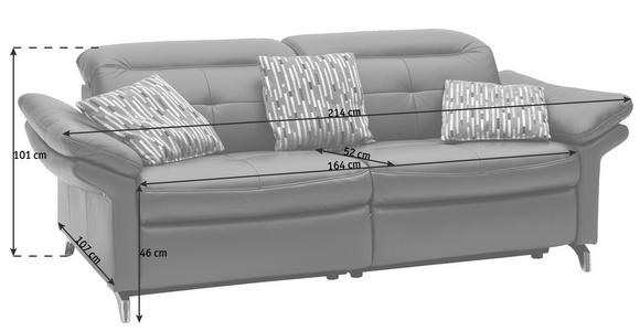 SOFA in Leder Weinrot - Chromfarben/Weinrot, Natur, Leder/Metall (214/101/107cm) - Dieter Knoll