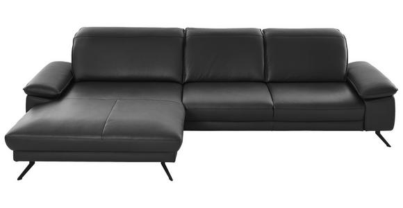 WOHNLANDSCHAFT in Leder Anthrazit - Anthrazit/Schwarz, Design, Leder/Metall (193/328cm) - Dieter Knoll