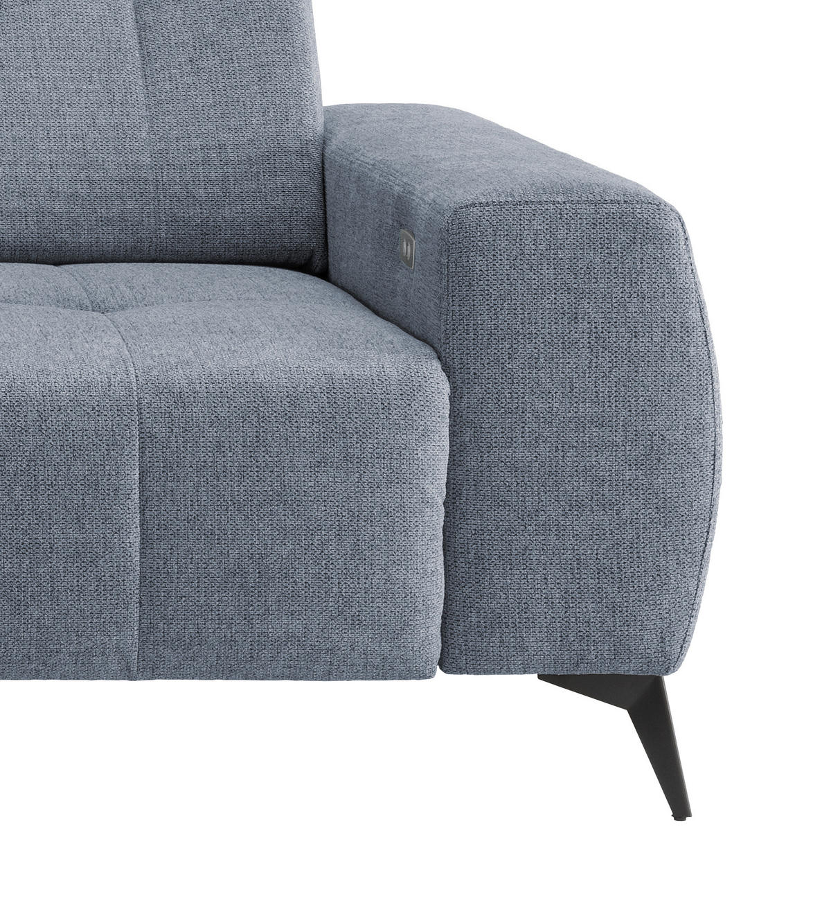 ECKSOFA in Chenille Hellblau  - Schwarz/Hellblau, Modern, Textil/Metall (180/258cm) - Livetastic