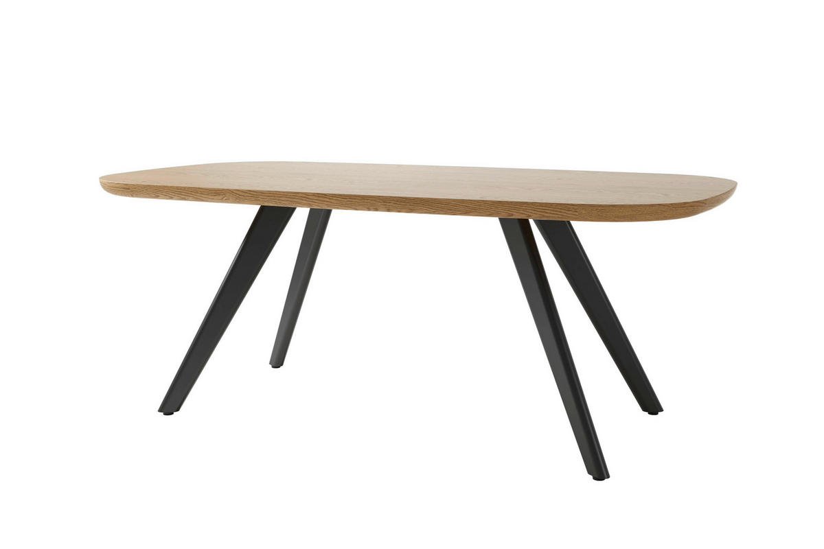 ESSTISCH 200/100/76 cm Nachbildung  Metall, Holzwerkstoff bootsförmig Eichefarben  - Eichefarben/Schwarz, MODERN, Holzwerkstoff/Metall (200/100/76cm) - Schöner Wohnen