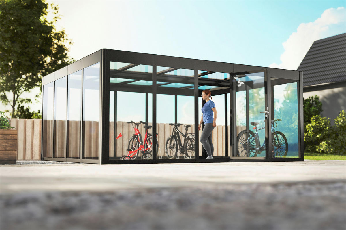 GERÄTEHAUS 548/229/443 cm  - Anthrazit, Basics, Glas/Kunststoff (548/229/443cm) - SunElements GmbH
