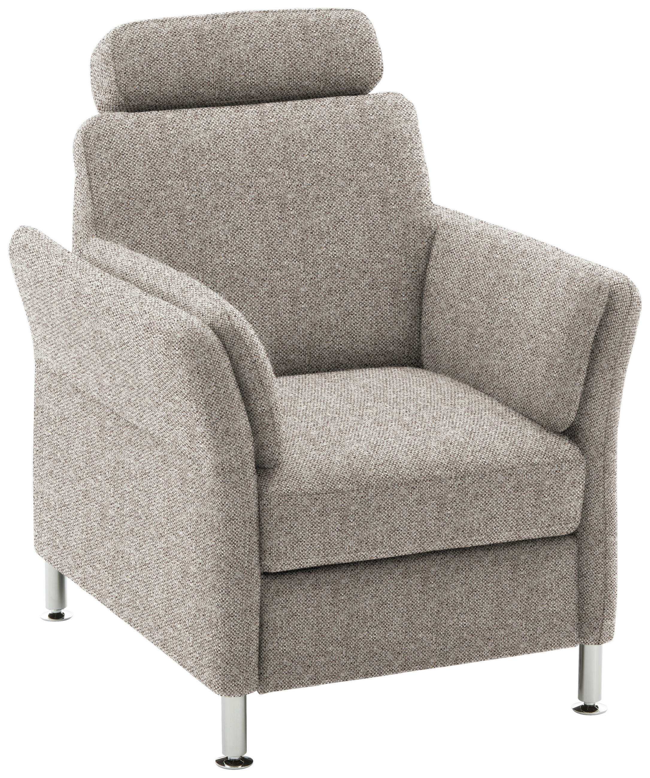 SESSEL in Flachgewebe Graubraun  - Chromfarben/Graubraun, Konventionell, Textil/Metall (86/87/93cm) - Voleo