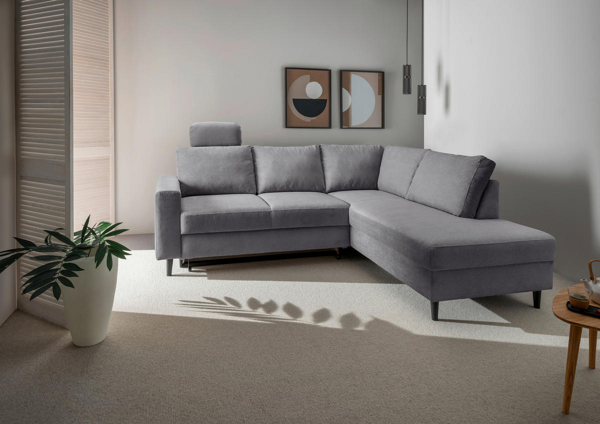 ECKSCHLAFSOFA in Dunkelgrau Textil   - Dunkelgrau/Schwarz, Modern, Holz/Textil (242/200cm) - Livetastic