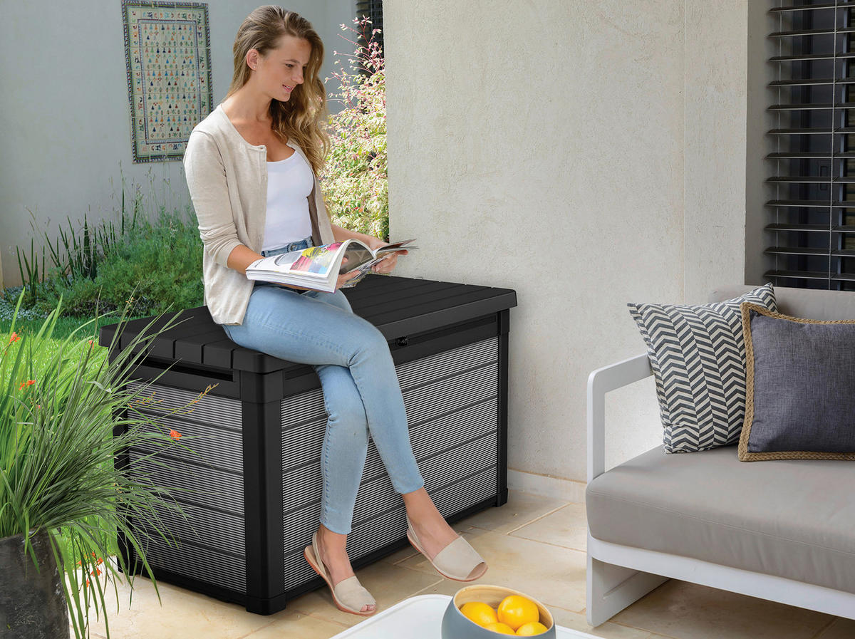 KISSENBOX 122,9/70,6/62,1 cm  - Anthrazit/Grau, Basics, Kunststoff (122,9/70,6/62,1cm) - Ambia Garden