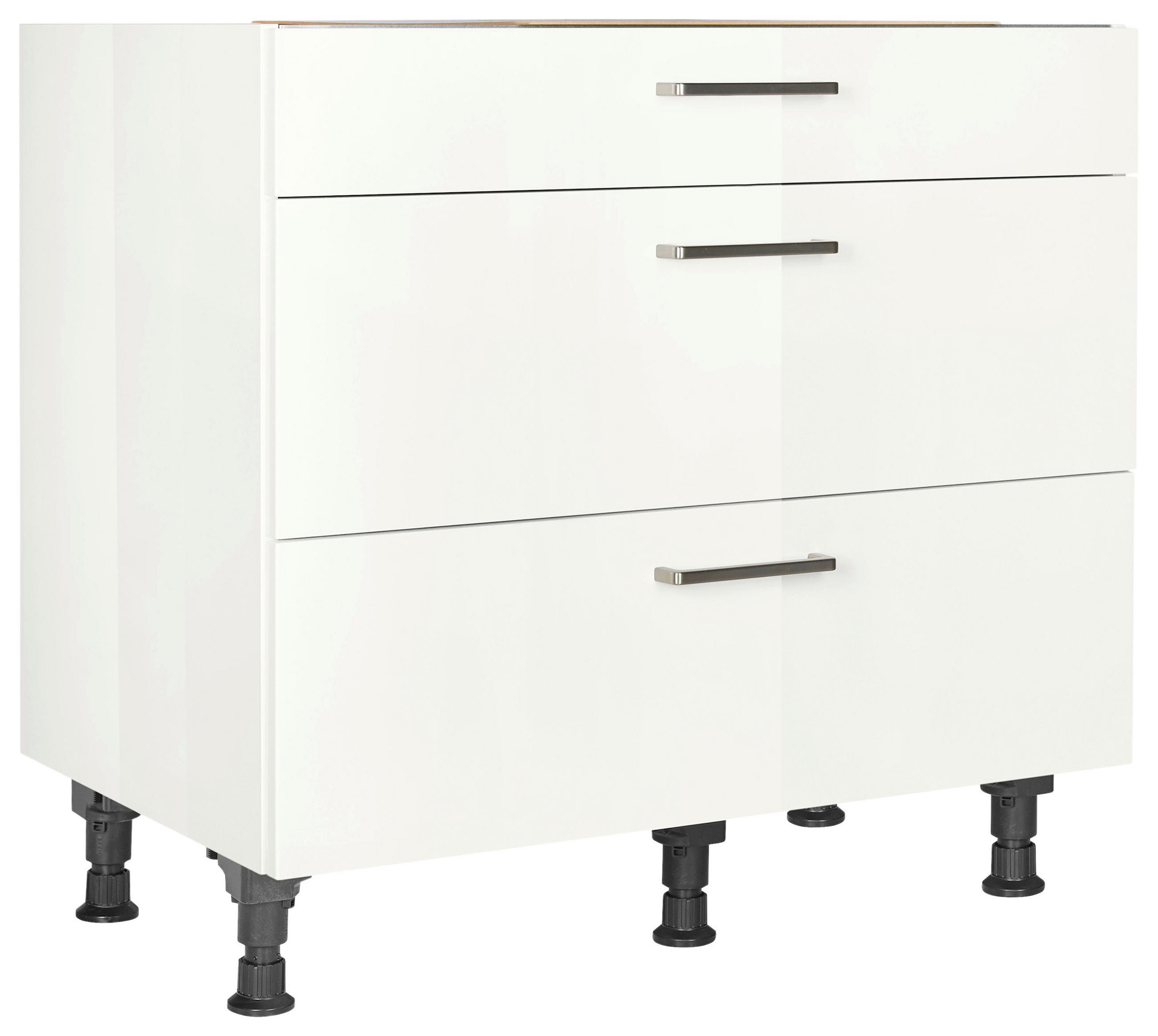 KOCHFELDUMBAUSCHRANK 90/87/56 cm  in Weiß Hochglanz  - Edelstahlfarben/Weiß Hochglanz, MODERN, Holzwerkstoff/Metall (90/87/56cm) - Nobilia