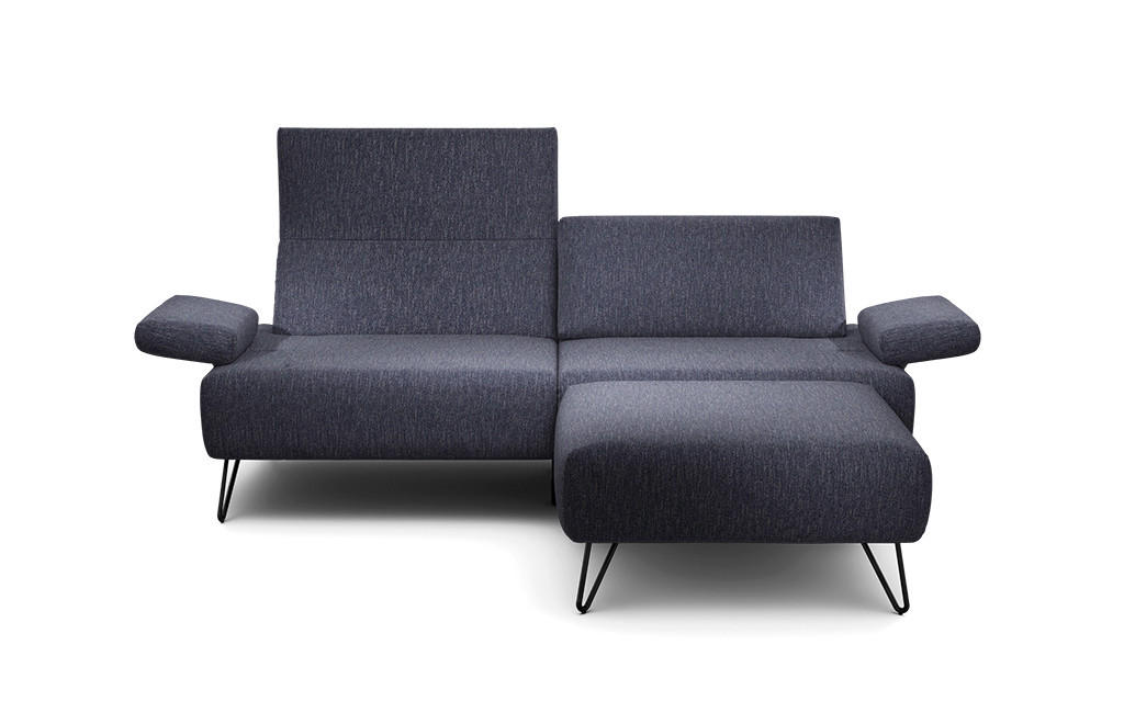 2,5-SITZER Chenille Blau  - Blau/Schwarz, Design, Textil/Metall (204-234/85/86-94cm) - SENSOO