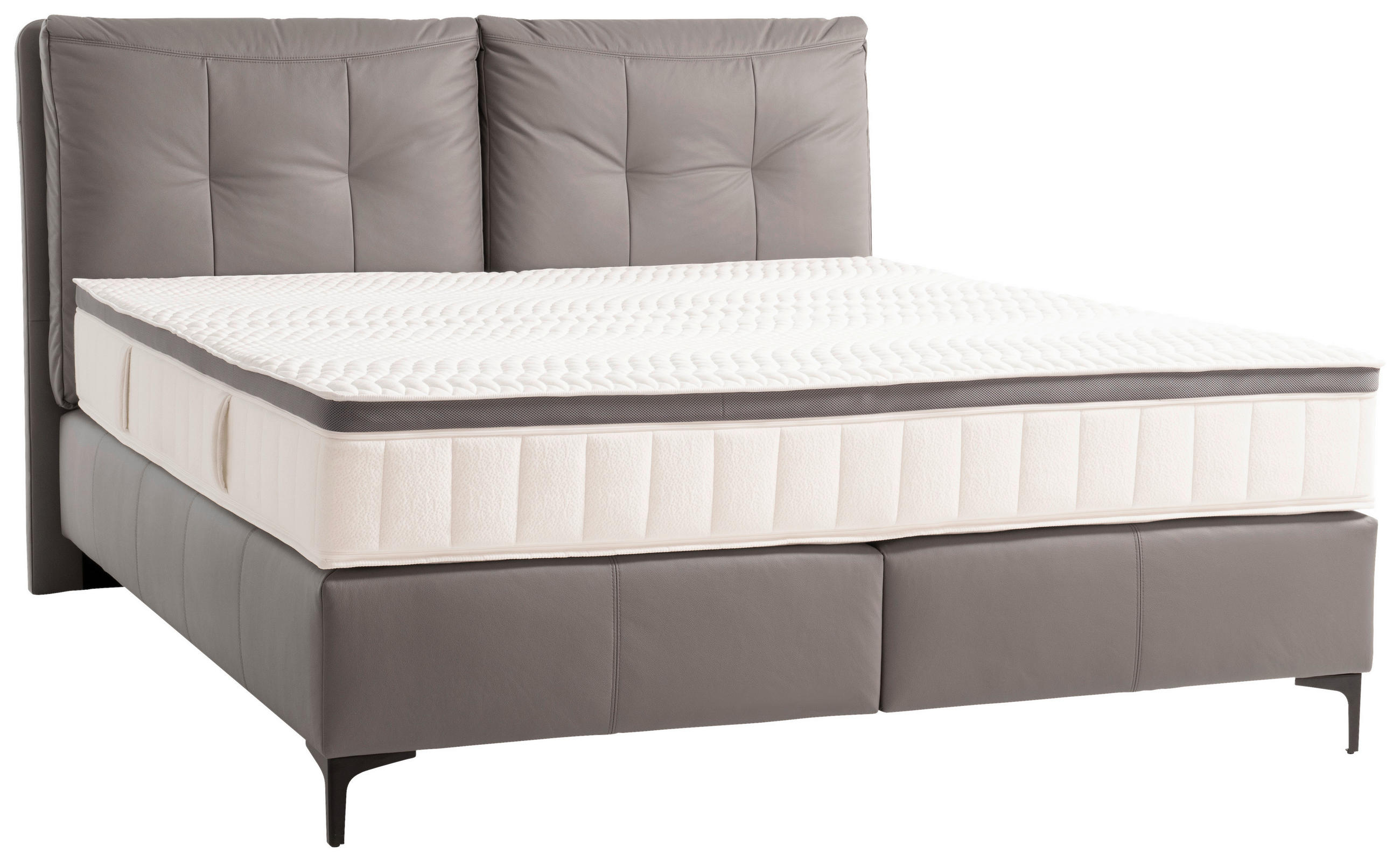 BOXSPRINGBETT 180/200 cm  in Anthrazit  - Anthrazit/Schwarz, Design, Leder/Holz (180/200cm) - Novel
