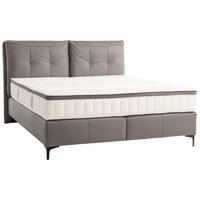 BOXSPRINGBETT 180/200 cm  in Anthrazit  - Anthrazit/Schwarz, Design, Leder/Holz (180/200cm) - Novel
