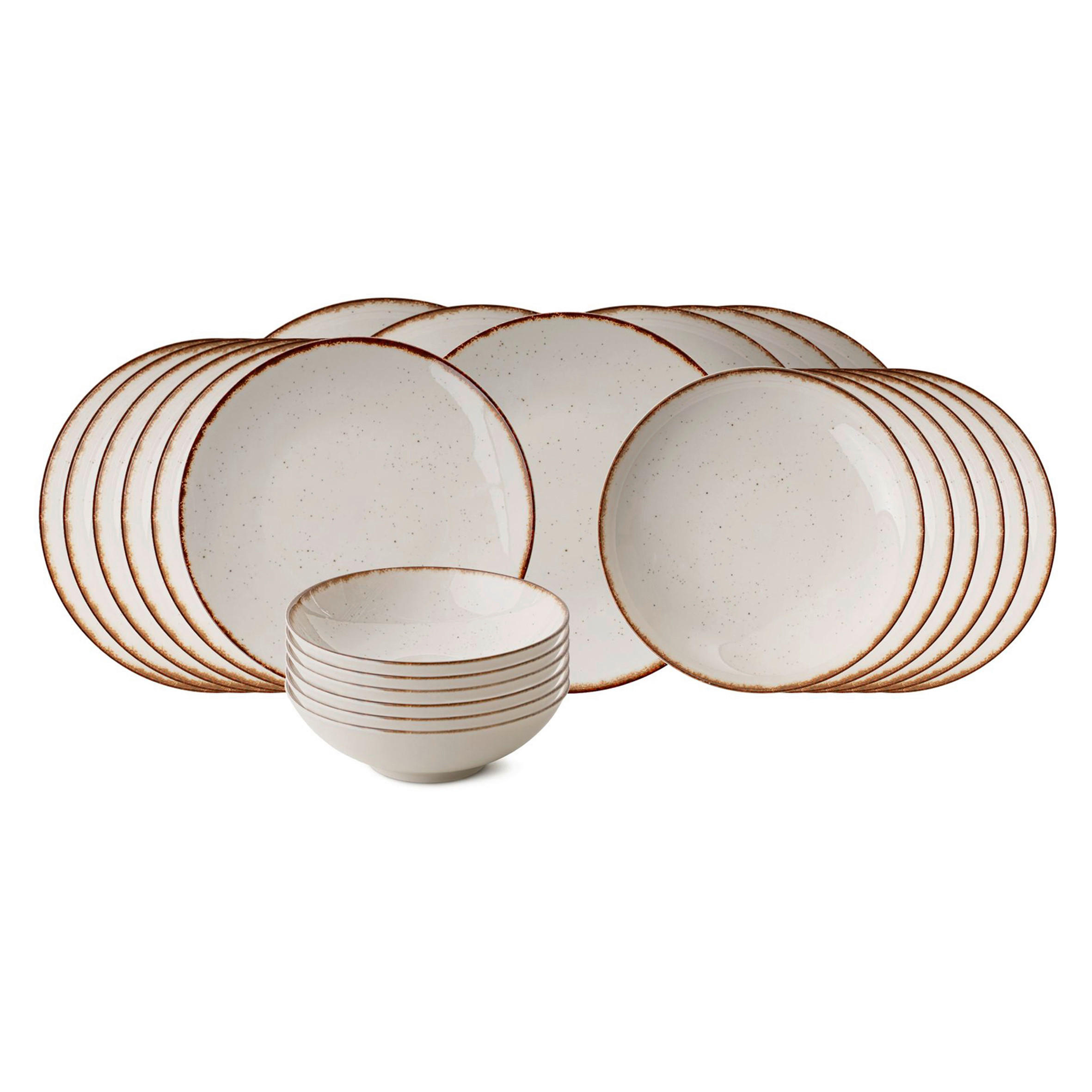 KOMBISERVICE Braun, Weiß Hochglanz 24-teilig 6 Personen  - Weiß Hochglanz/Braun, Basics, Keramik (25cm)