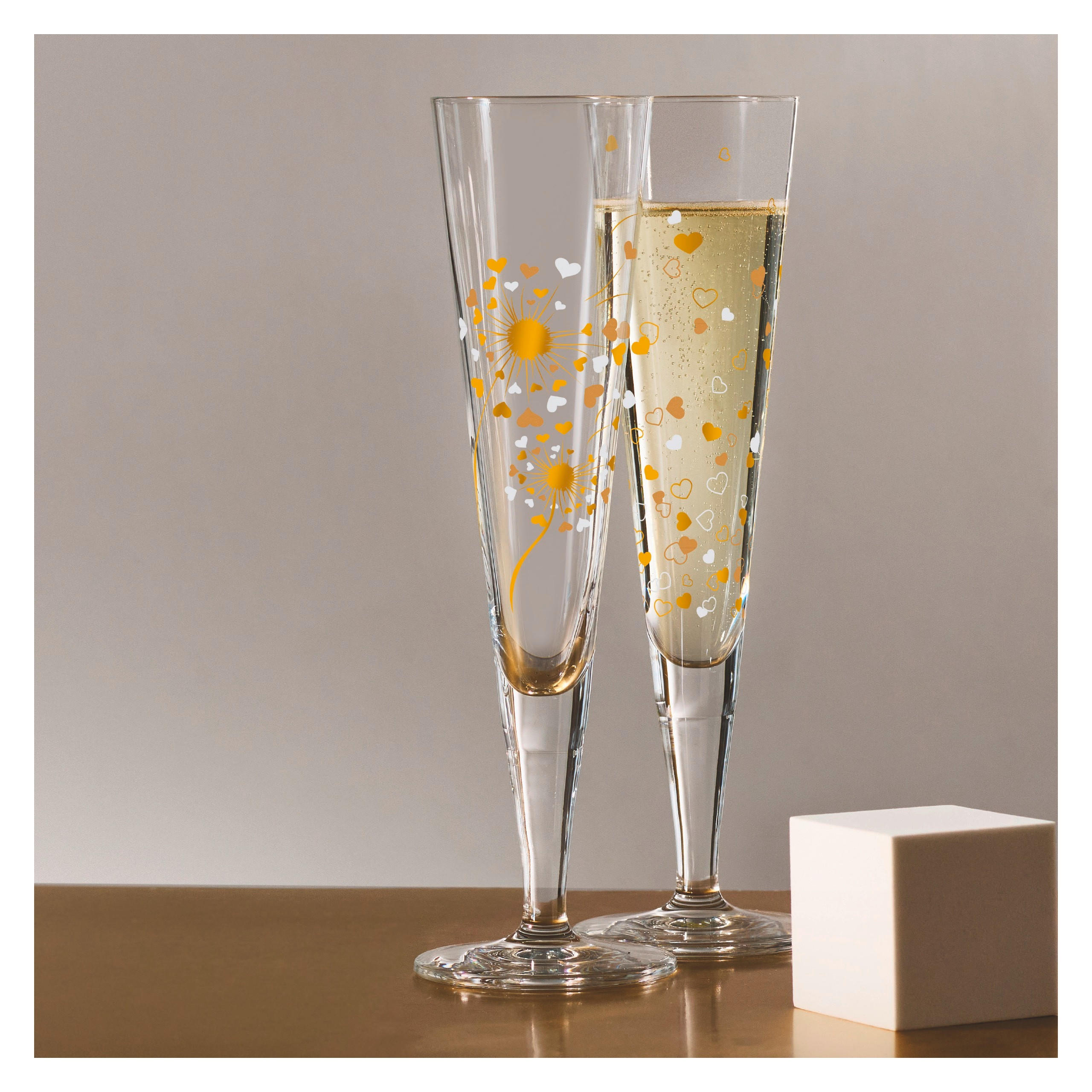 CHAMPAGNERGLAS 205 ml 2-teilig  - Platinfarben/Goldfarben, LIFESTYLE, Glas (7,2/24/7,2cm) - Ritzenhoff
