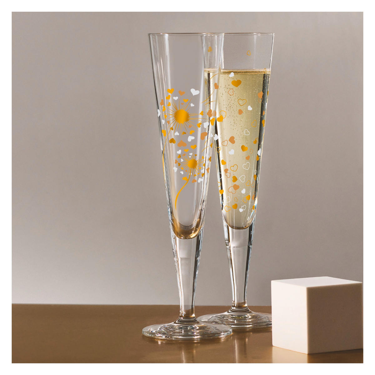 CHAMPAGNERGLAS 205 ml 2-teilig  - Platinfarben/Goldfarben, LIFESTYLE, Glas (7,2/24/7,2cm) - Ritzenhoff