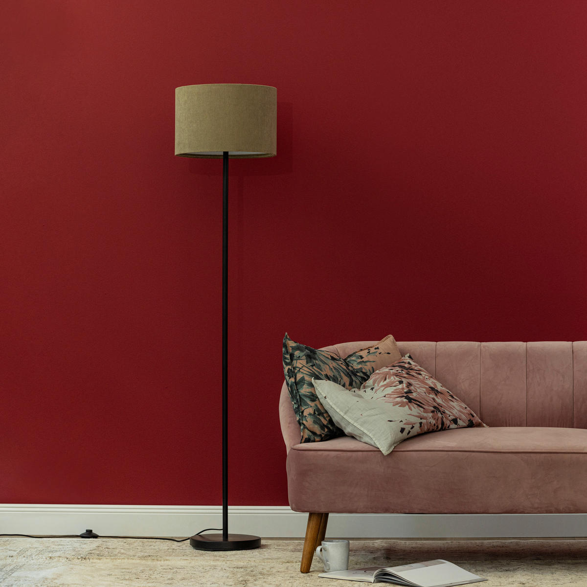 STEHLEUCHTE - Schwarz/Grau, Konventionell, Textil/Metall (35/160cm) - Brilliant