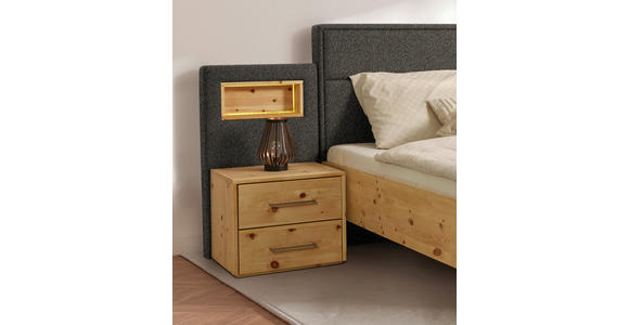 BETT 160/200 cm in Zirbelkieferfarben, Greige - Greige/Zirbelkieferfarben, Natur, Holz/Textil (160/200cm) - Valnatura