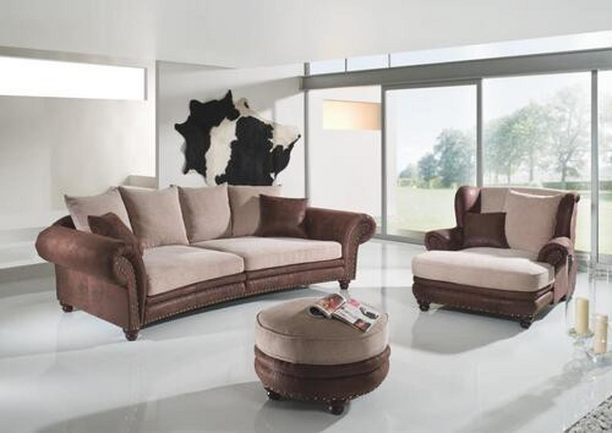 MEGA SOFA braon, bež  - braon/bež, Romantično / Seoski, tekstil/drvo (276/81/140cm) - Landscape