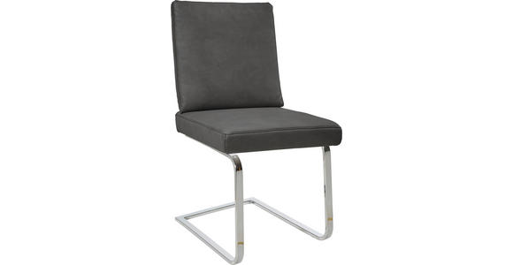 SCHWINGSTUHL in Stahl Mikrofaser - Chromfarben/Graphitfarben, Design, Textil/Metall (46/92/60cm) - Dieter Knoll