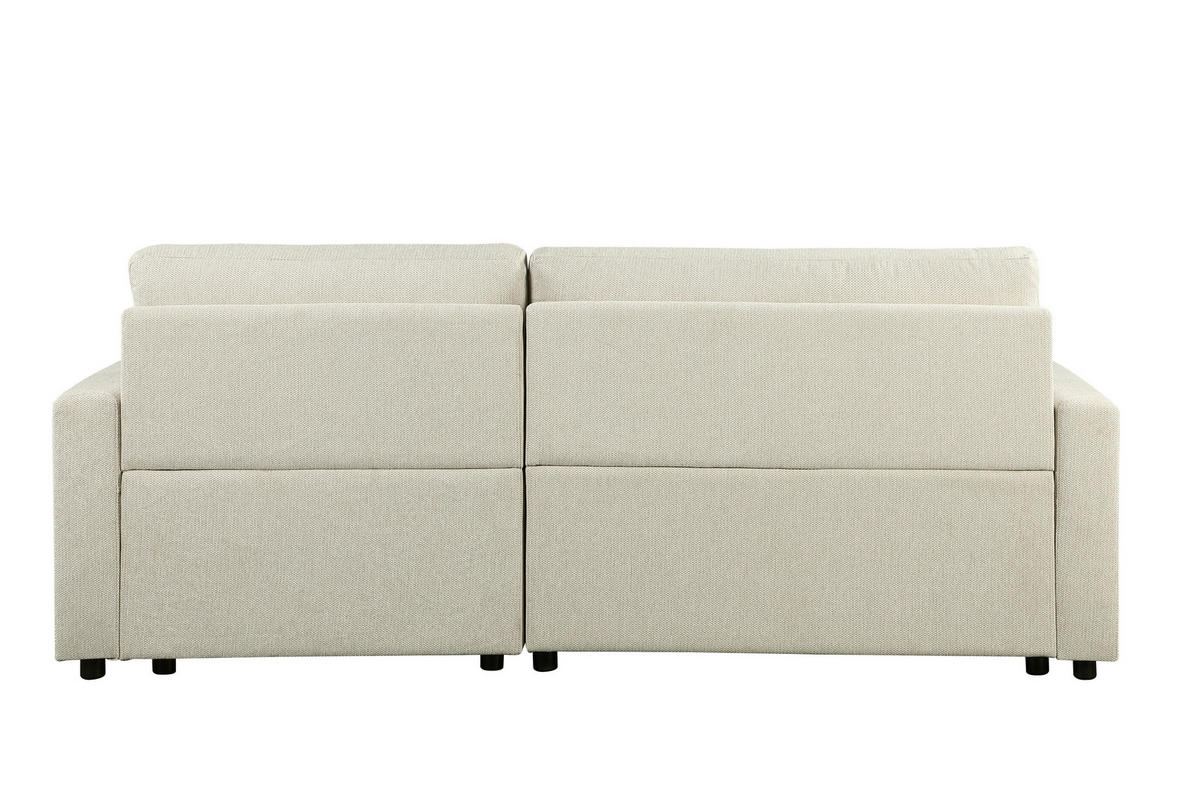 ECKSOFA LYN Beige Leinenoptik  - Beige/Schwarz, Design, Kunststoff/Textil (218/91/85cm) - MID.YOU