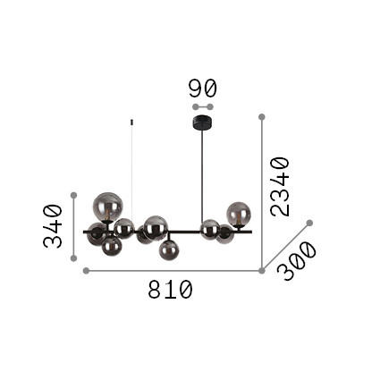 HÄNGELEUCHTE 81/30/59/234 cm   - Messingfarben/Weiß, Design, Glas/Metall (81/30/59/234cm) - Ideal Lux